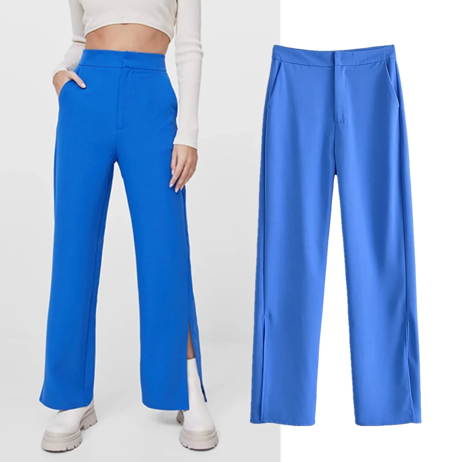 

Jenny&Dave Pants Women 2022 England Style High Street Forking High Waist Straight Loose Pure Color Twill Casual Trousers