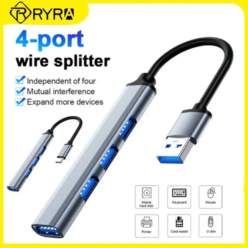 

RYRA 3.0 USB C Hub Four-port Type-C Extender Multifunctional Docking Station Multi Splitter Adapter Expansion Dock For MacBook