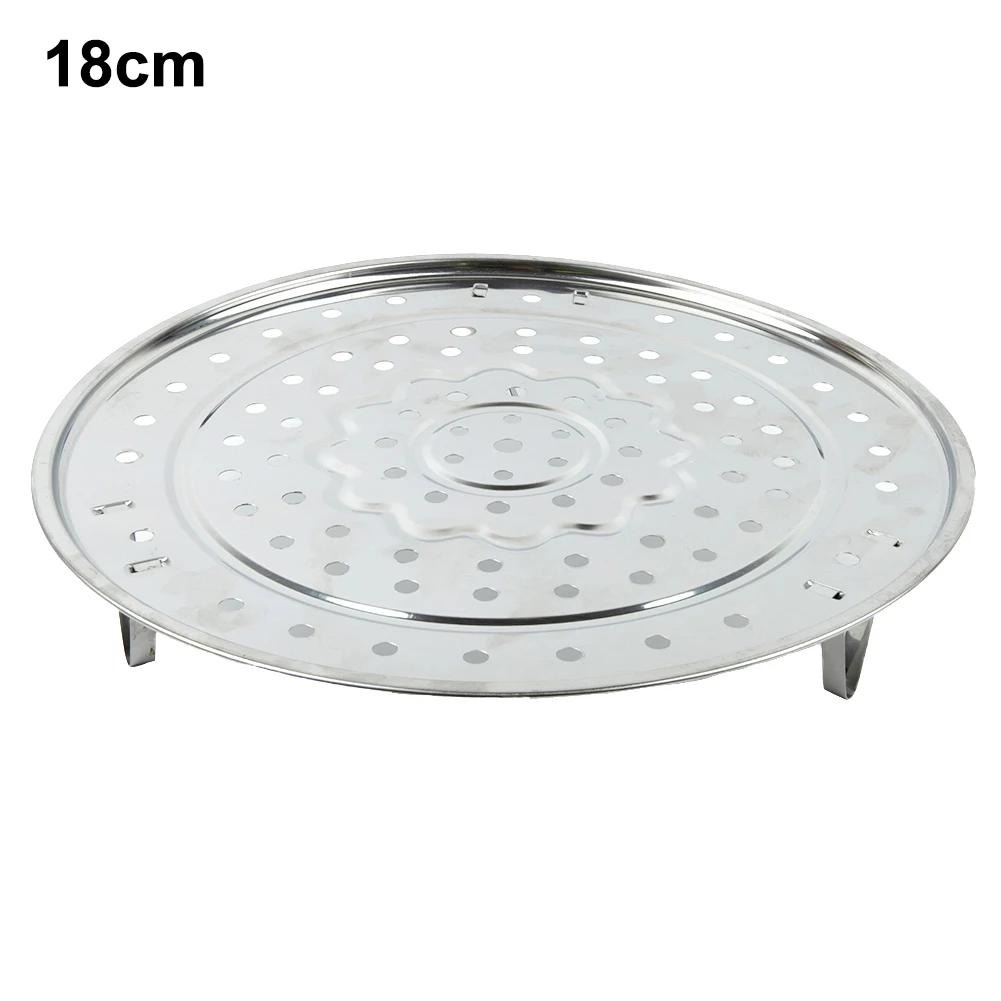 

1PCS 18cm/20cm/22cm/24cm/26cm/30cm Silver Stainless Steel Steamer Tray Rack Plate Steam Cooking 3 Stands Round Type 18-30