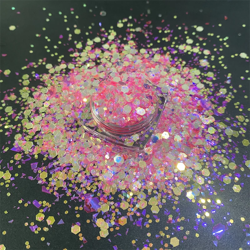 

Holographic Chunky Nail Glitter Sequins Iridescent Mixed Hexagon Sparkly Flakes Manicure DIY Gel Nail DecorationsArt Decoration