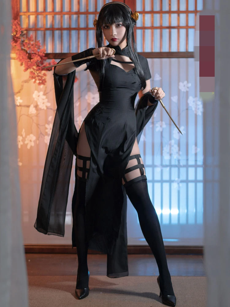 Chinesischen Stil Qipao Anime SPY×FAMILY Cosplay Yor Briar Forger Sexy Cheongsam Halloween Frauen Kostüme Lolita Kleid Nach Größe