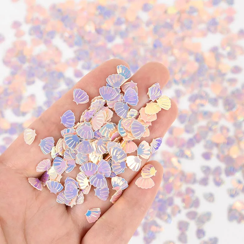 15 г/упаковка, блестки, блестящие ракушки, конфетти, для творчества и ногтевого дизайна, тема русалки, украшение для детского дня рождения, вечеринки, домашнего стола