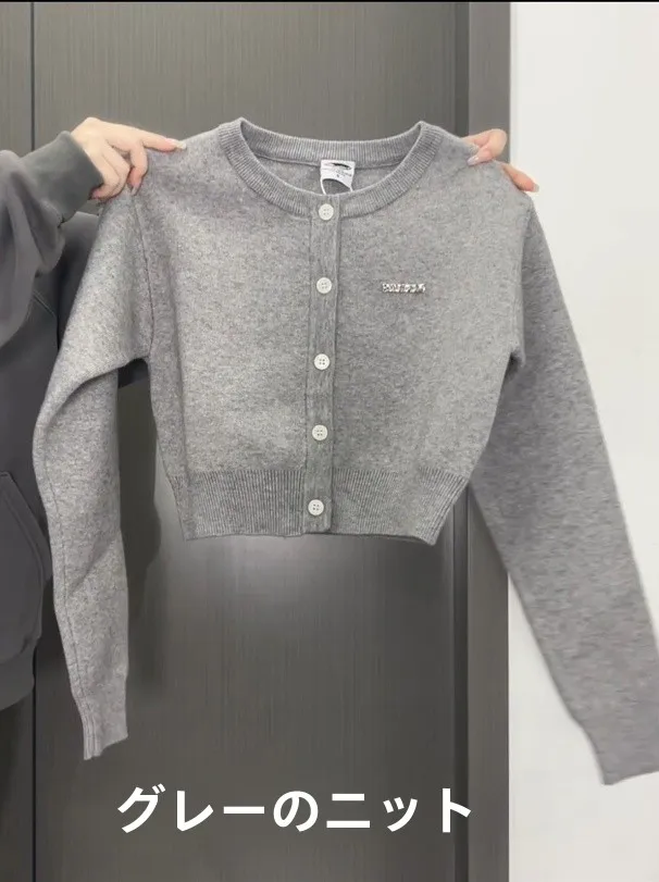 Серый свитер вязаный кардиган женский весенне-осенний 2024 новинка маленький