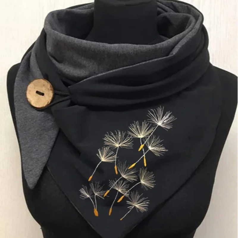 

Одуванчик узор пуговицы стиль шарф 3D Печатный теплый флис Повседневный шарф и шаль для женщин