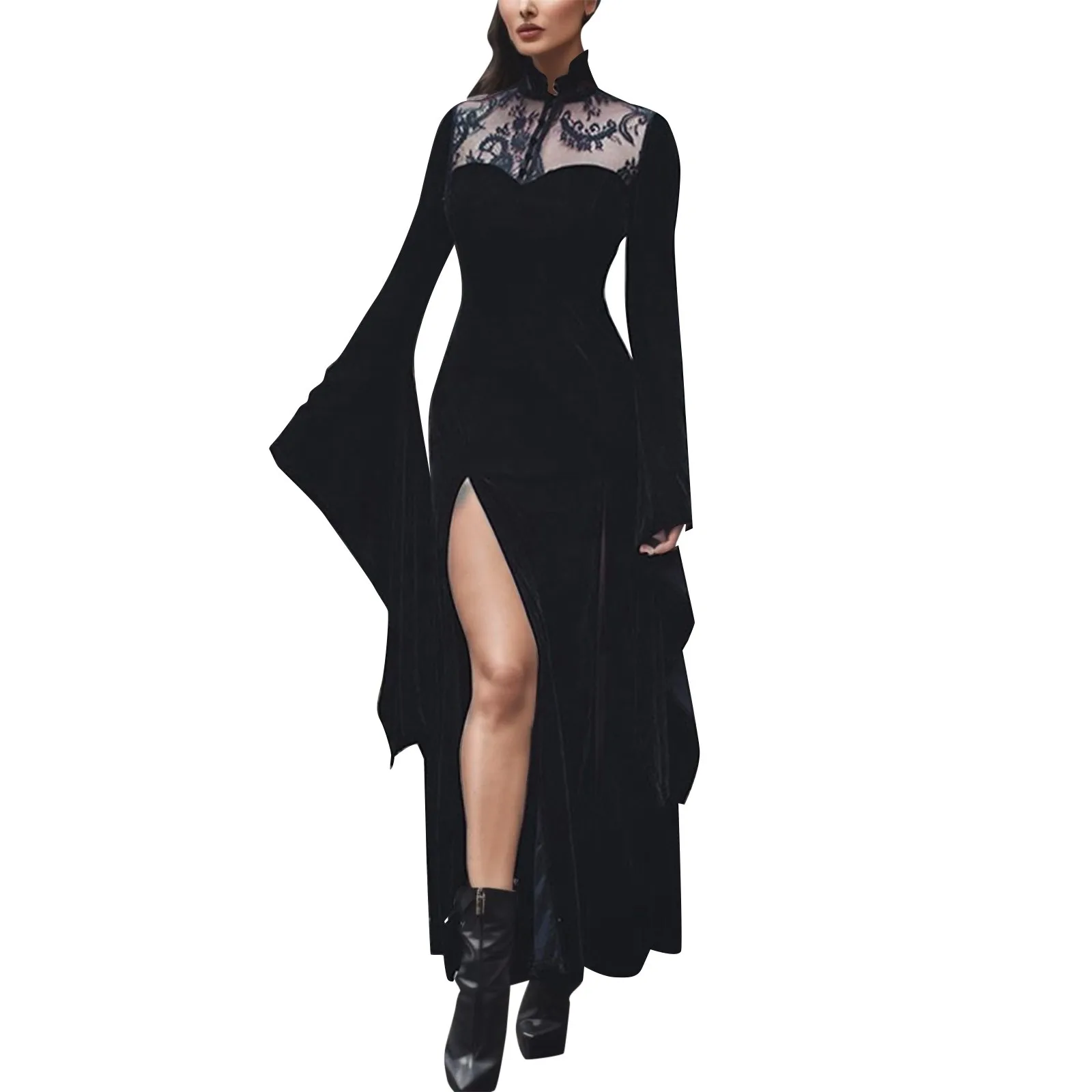 

Halloween Gothic Women Dress Long Sleeve High Waist Dresses 2023 New Goth Aesthetic 90s Egirl Sexy Slim Party Club Dress