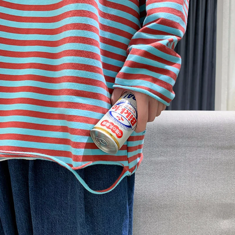 Мужские футболки с длинным рукавом в полоску круглым вырезом | Мужская одежда