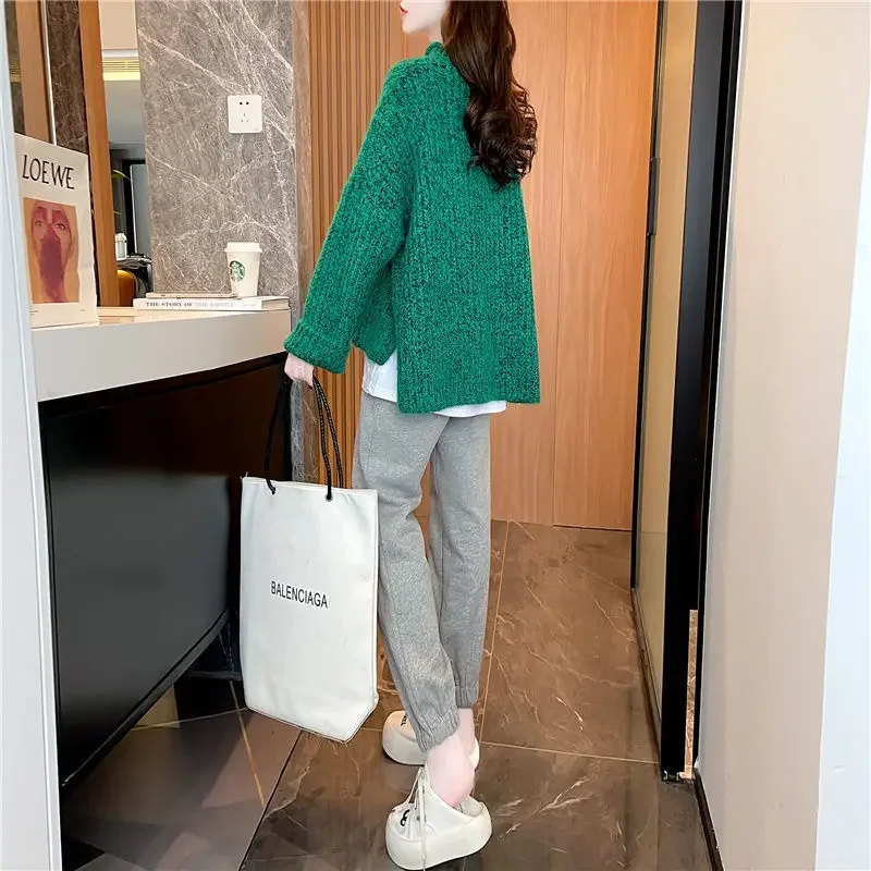 SimpleIdle стильный женский свитер однотонный пуловер с боковым разрезом свободный