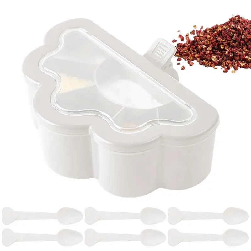 

Spice Containers With Spoon Sugar Salt Container Set Salt Shaker Anti-skid Compact For Sesame Pepper Sugar Spices