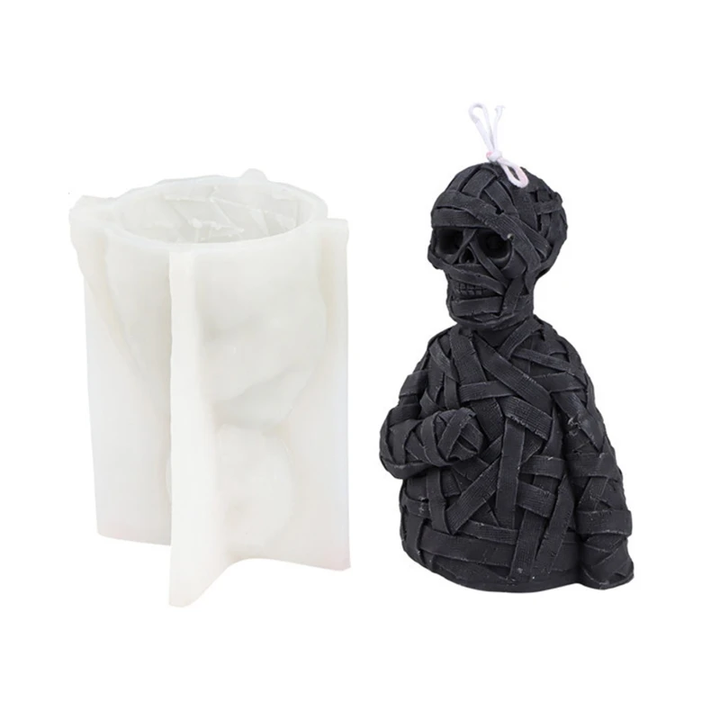

M2EA 3D Bandage Skull Head Silicone Mold Candle Plaster Handmade Mould