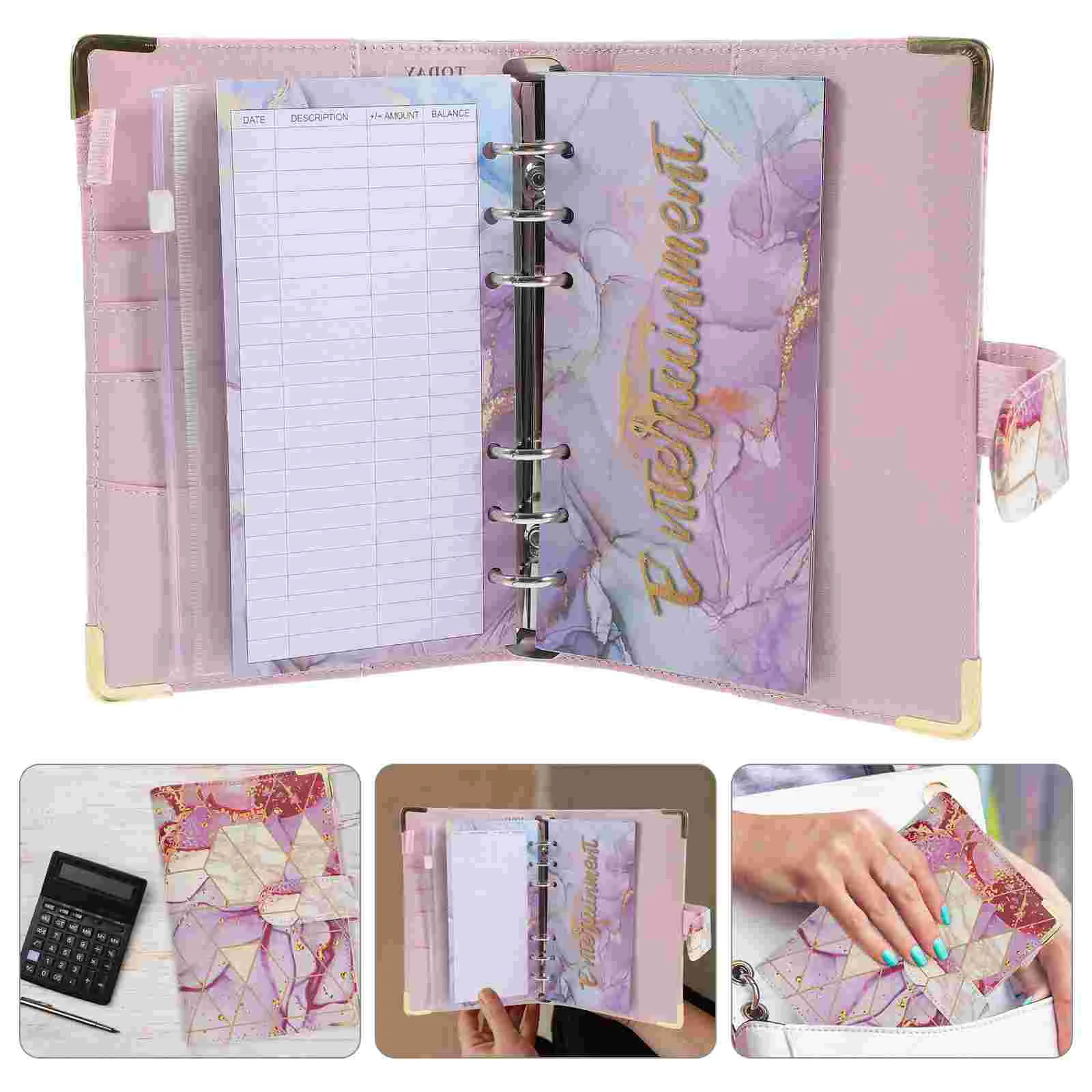 

Budget Book Money Saving Supplies Loose Leaf Notebook Planning A6 Binder Loose-leaf Manual Envelope Financial Planner