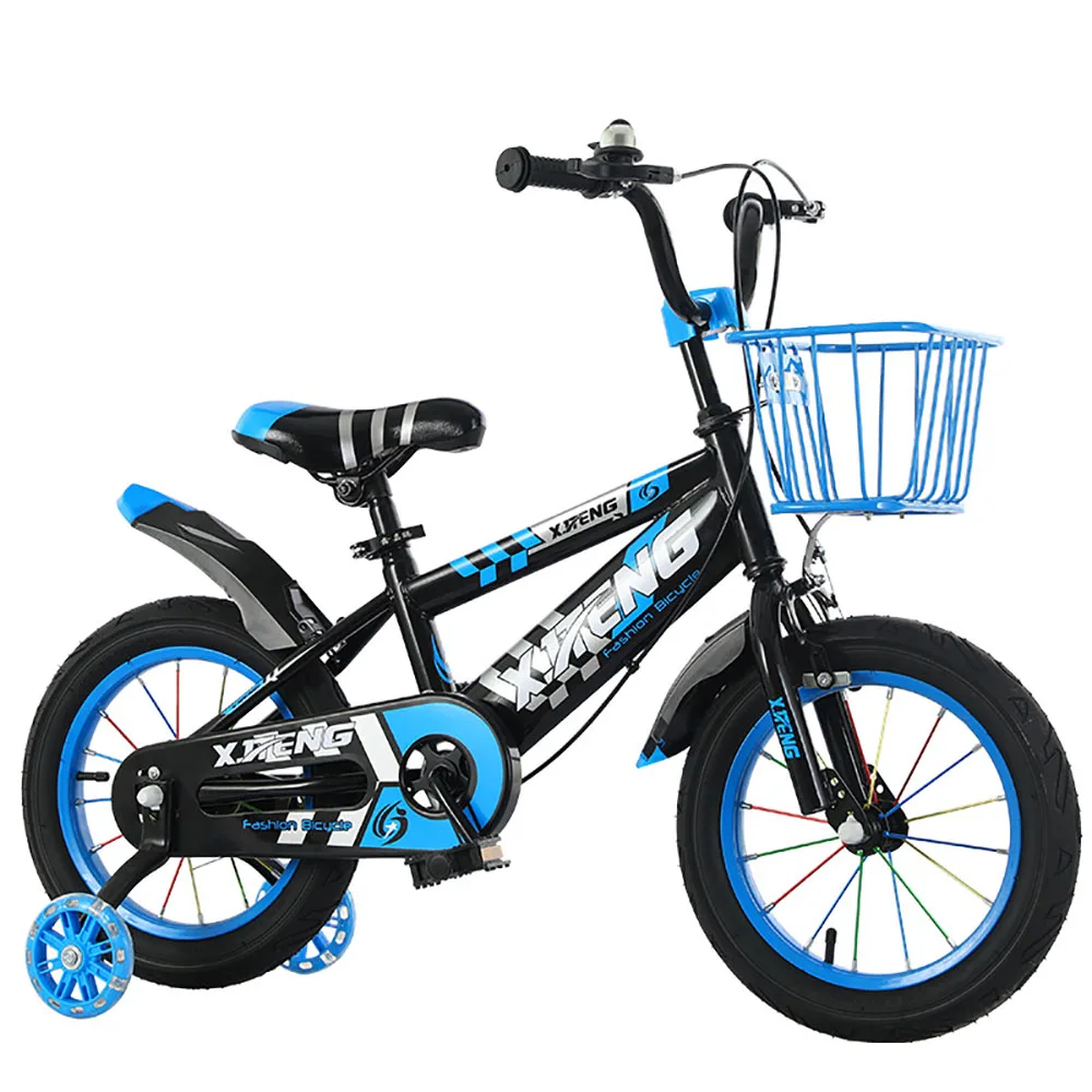 

Children Bicycle 18 Inch Bike Height Adjustment With Auxiliary Wheels Resistance Safe Bearing Triangular Stable Structure