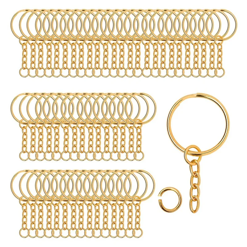 

200 шт., металлические раздельные кольца для ключей с цепочкой и открытыми переходными кольцами, кольца для ключей с разрезом диаметром 1 дюйм...