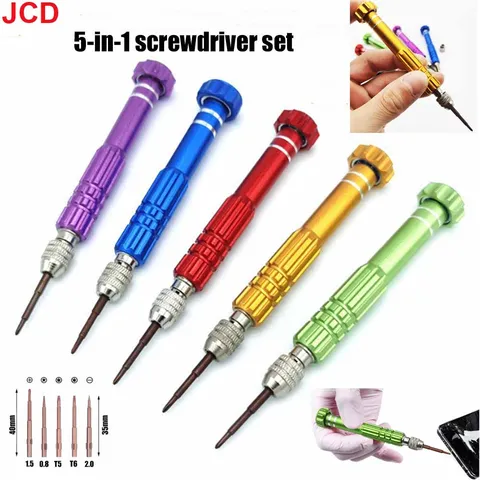 JCD Многофункциональный набор отверток 5 в 1, отвертка для разборки, шлицевая крестовая отвертка с цветком сливы, компьютерные очки, обслуживание часов