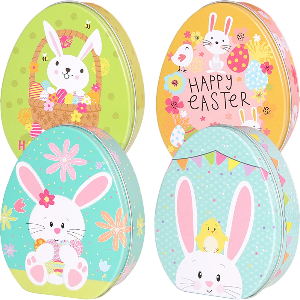 

Easter Box Candy Eggs Empty Gift Party Tin Metal Tinplate Favor Treat Boxes Tins Cookies Holder Bunny Cookie Spring Containers