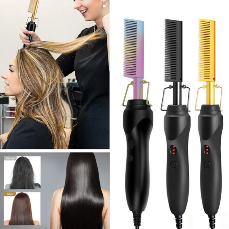 

Hot Heating Comb Hair Straightener Flat Irons Straightening Brush Hair Straight Styler Corrugation Curling Iron Hair Curler Comb