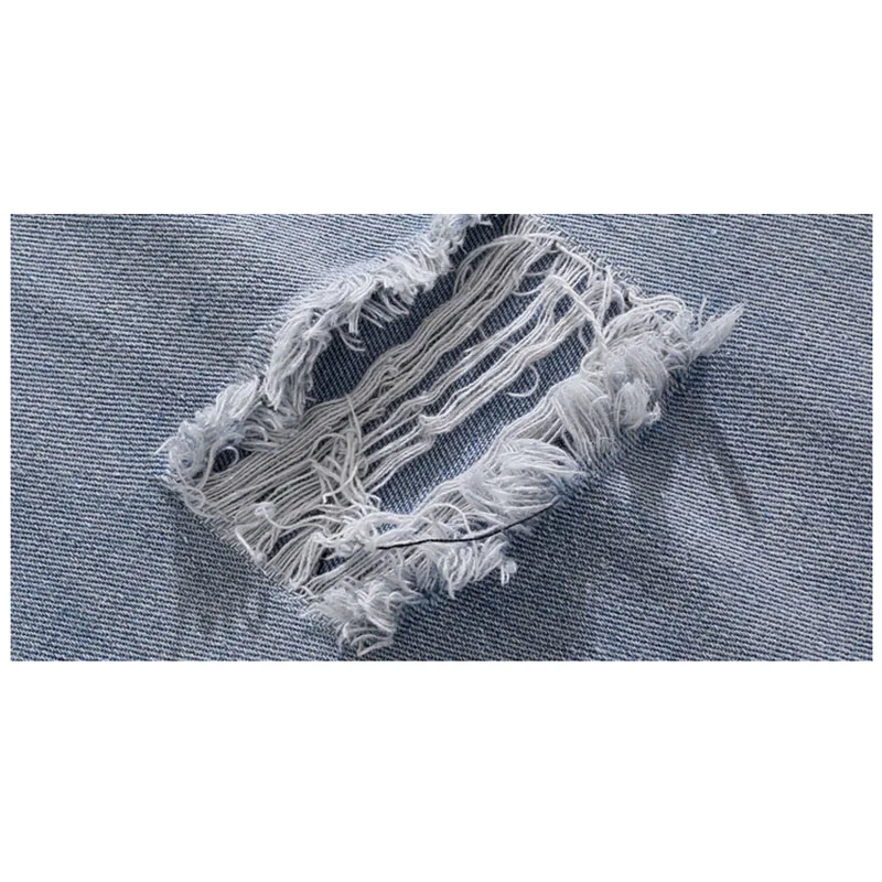 Spring Summer Ripped Hole Jeans Men Straight Loose Street Hip Hop Trousers Light Blue Ins Casual Denim Pants S-3XL 2022