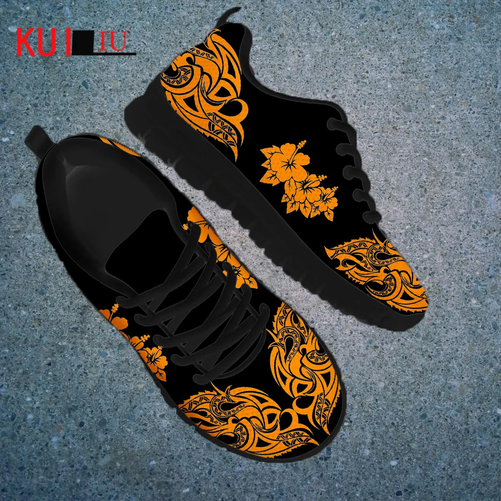 

Женские кроссовки KUILIU, плоская подошва, гибискус, полинезийский родовой бренд, дизайнерская Осенняя сетчатая прогулочная обувь для женщин, Прямая поставка