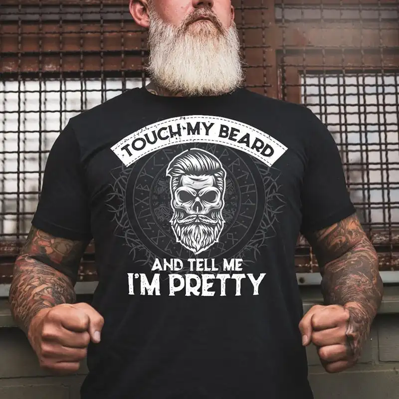 

Rheaclot Touch My Beard And Tell Me I'm Pretty Printing Men's Casual Fashion T-shirt