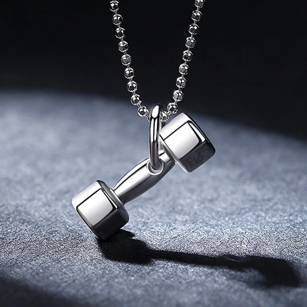 

Real Pure Platinum 950 Chain Women Lucky Dumbbell Pendant O Link Necklace 6.2-6.4g