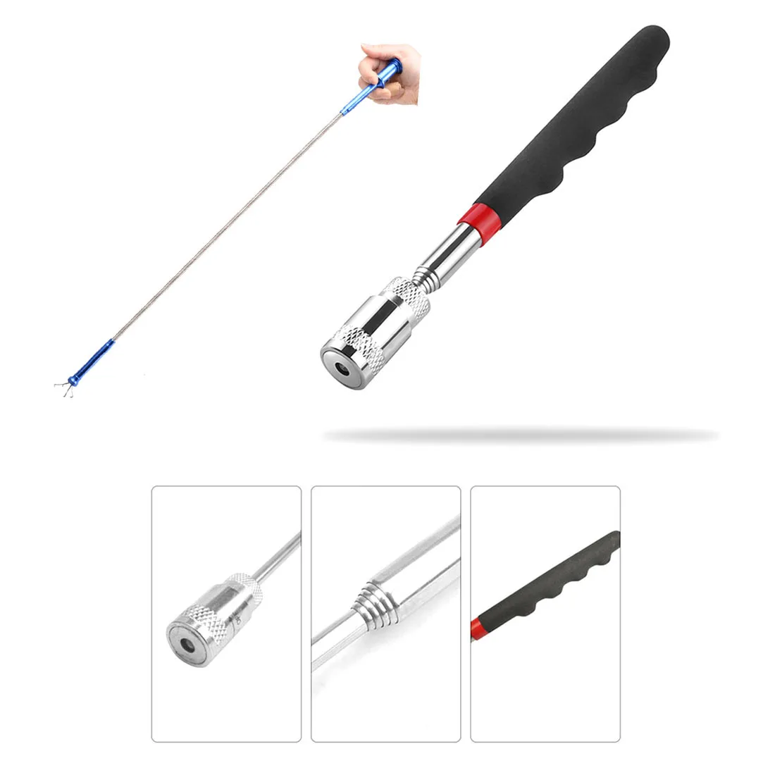 

Telescopic Magnetic Pick-Up Tools Portable With LED Light Suck Iron Nut Bolt Long Reach 4-Claw Long Reach Garbage Grabber