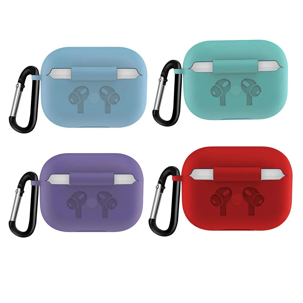 

Silicone Earphone Cover Case for Apple Airpods 3 /for Airpods Pro Red Green Light Blue Light Purple with Carabiner Hook