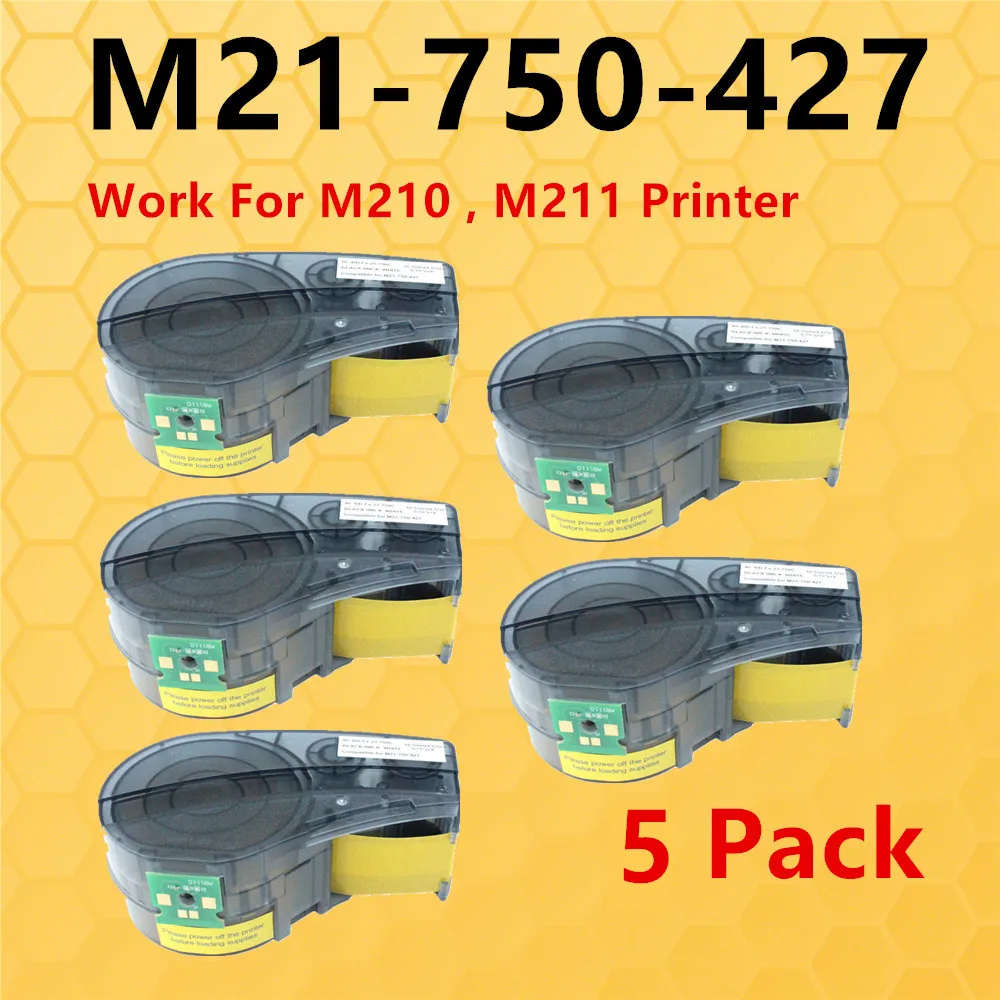 

1~5PK With CHIP Self Lam Vinyl Label Cartridge M21-750-427 Compatible Work For Brady M210 M211 Labeller Printer