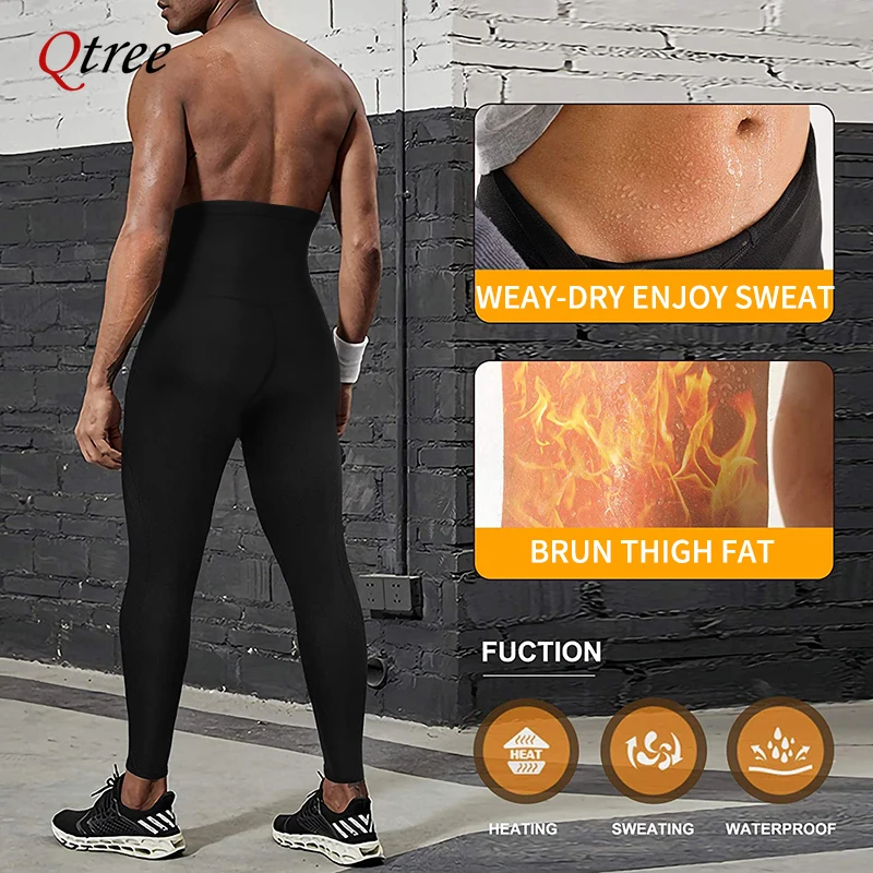 Men Body Shaper Thermo Sauna Pants Sweat Waist Trainer Leggings Slimming Weight Loss Workout Gym Compression Shorts Shapewear