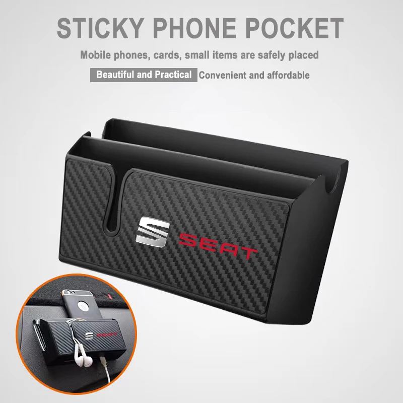 

Car Storage Box Charge Bag Carbon Fiber Organizer For Seat Tarraco Arona Ateca Ibiza Toledo Mii Leon Arosa Exeo ST Accessories