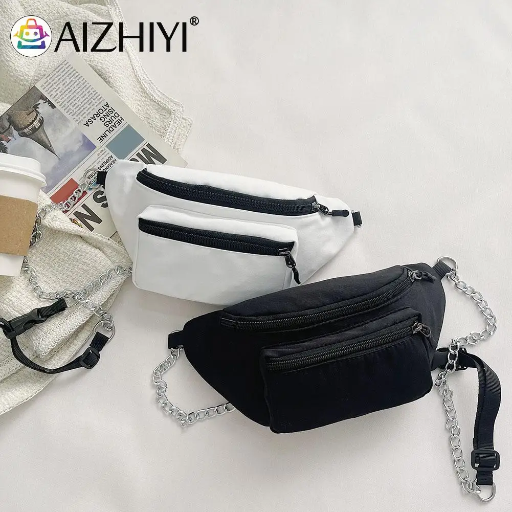 

2022 Fanny Pack Women Chest Bags New Nylon LeisureTralve Crossbody Chain Waist Bag Casual Student Girls Sports Solid Color Bags