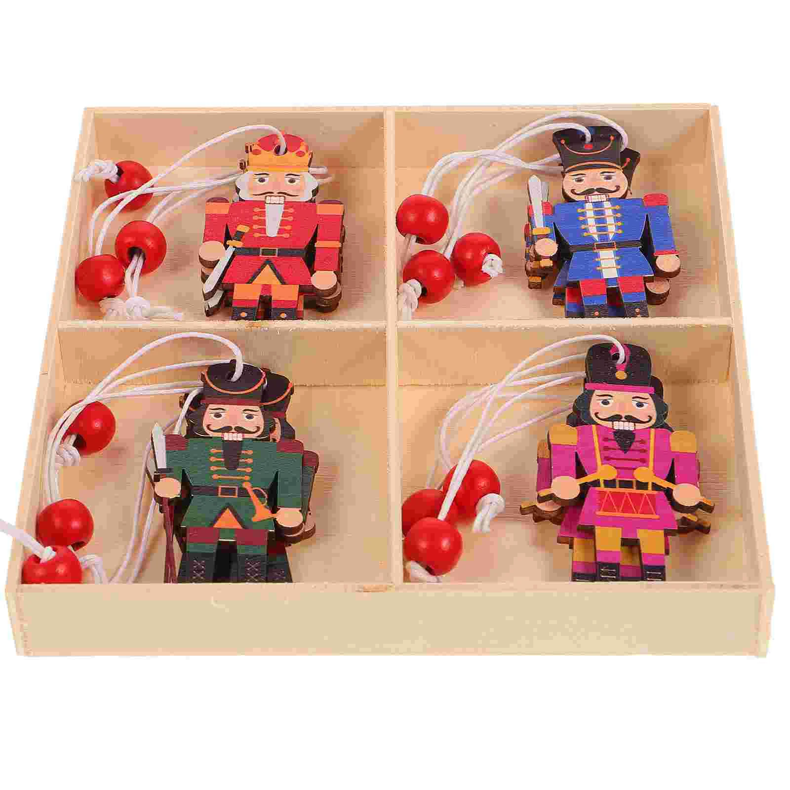 

12 Pcs Nutcracker Nutcrackers Table Ornament Kids Playset Outdoor Wood Trim Decorate Cutout