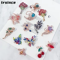 new fashion alloy crystal brooch pin factory spot insect plant flower corsage bouquet high end brooches pins accessories