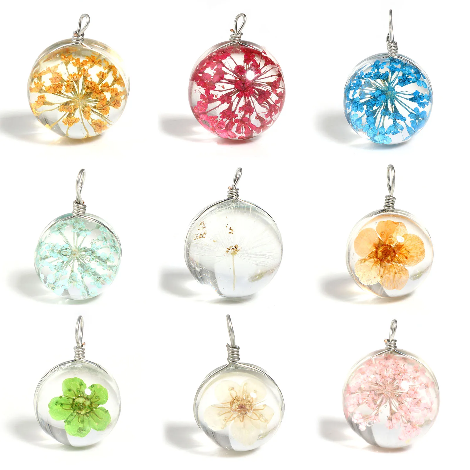 5 шт. круглые стеклянные подвески для ожерелья 22 х15 мм |