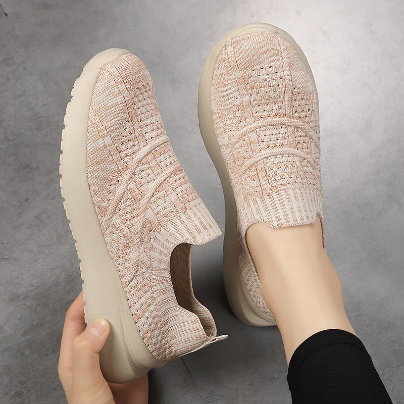 STRONGSHEN Women Sock Shoes Vulcanized Slip On Mesh Sneakers Women New Flat Shoes Vulcanize Shoes Zapatillas Mujer Casual Chauss