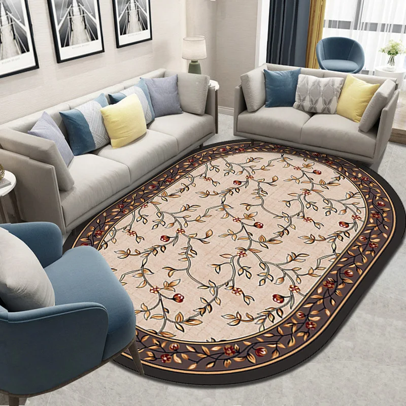 Ed With Large Carpet Oval Carpet European-style Tapestry Living Room Coffee Table Carpet Light Luxury