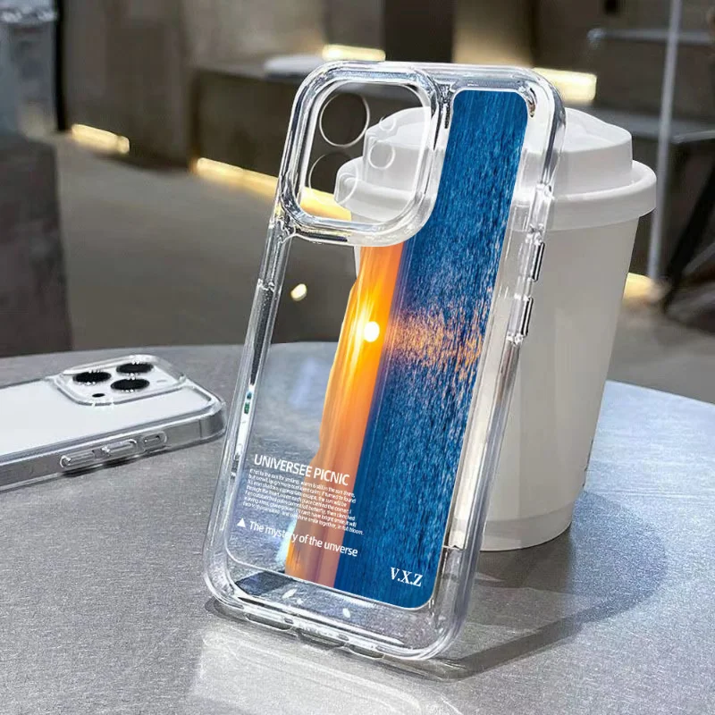 

Panorama sunset ins wind for iPhone 11promax phone case 14pro all-inclusive 13 minimalist 12 premium XR transparent case