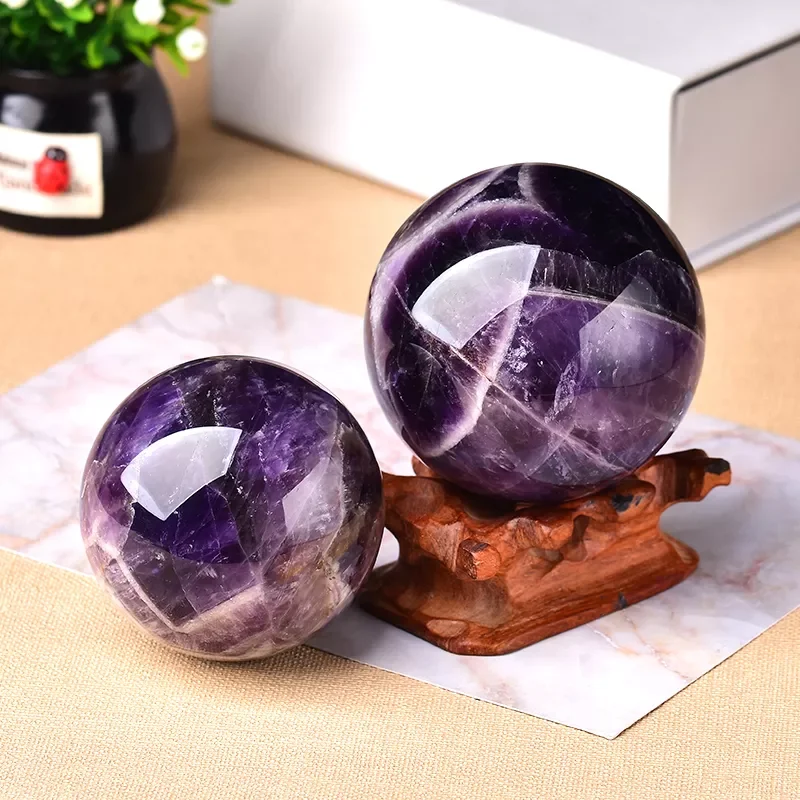 

Natural Dream Amethyst Ball Polished Globe Massaging Ball Reiki Healing Stone Home Decoration Exquisite Gifts Souvenirs Gift