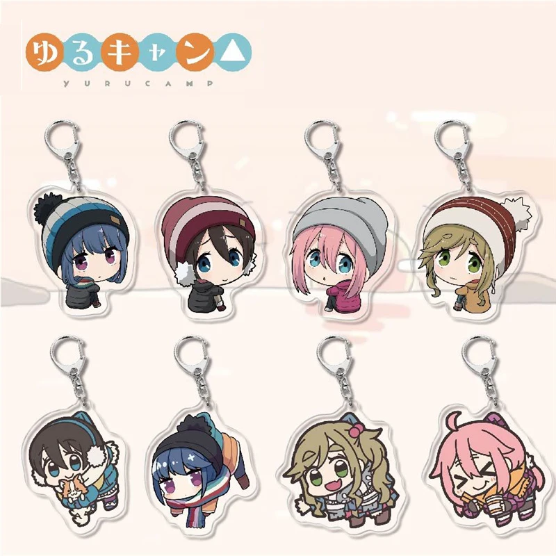 Брелок для ключей с японским аниме, акриловый мультяшный принт в стиле аниме юрусям, лагерь, косплей, кагамихара, Шима Рин, кольцо с сумкой, оптовая продажа