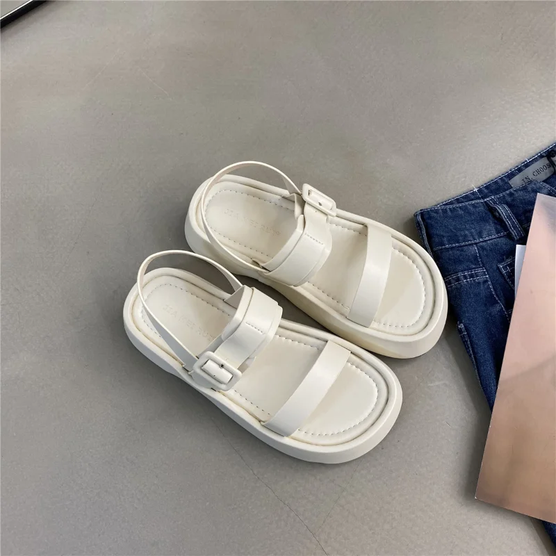 2023 New Gladiator Summer Sandals Fashion Platform Flats Elegant Open Toe Ankle Strap Dress Shoes