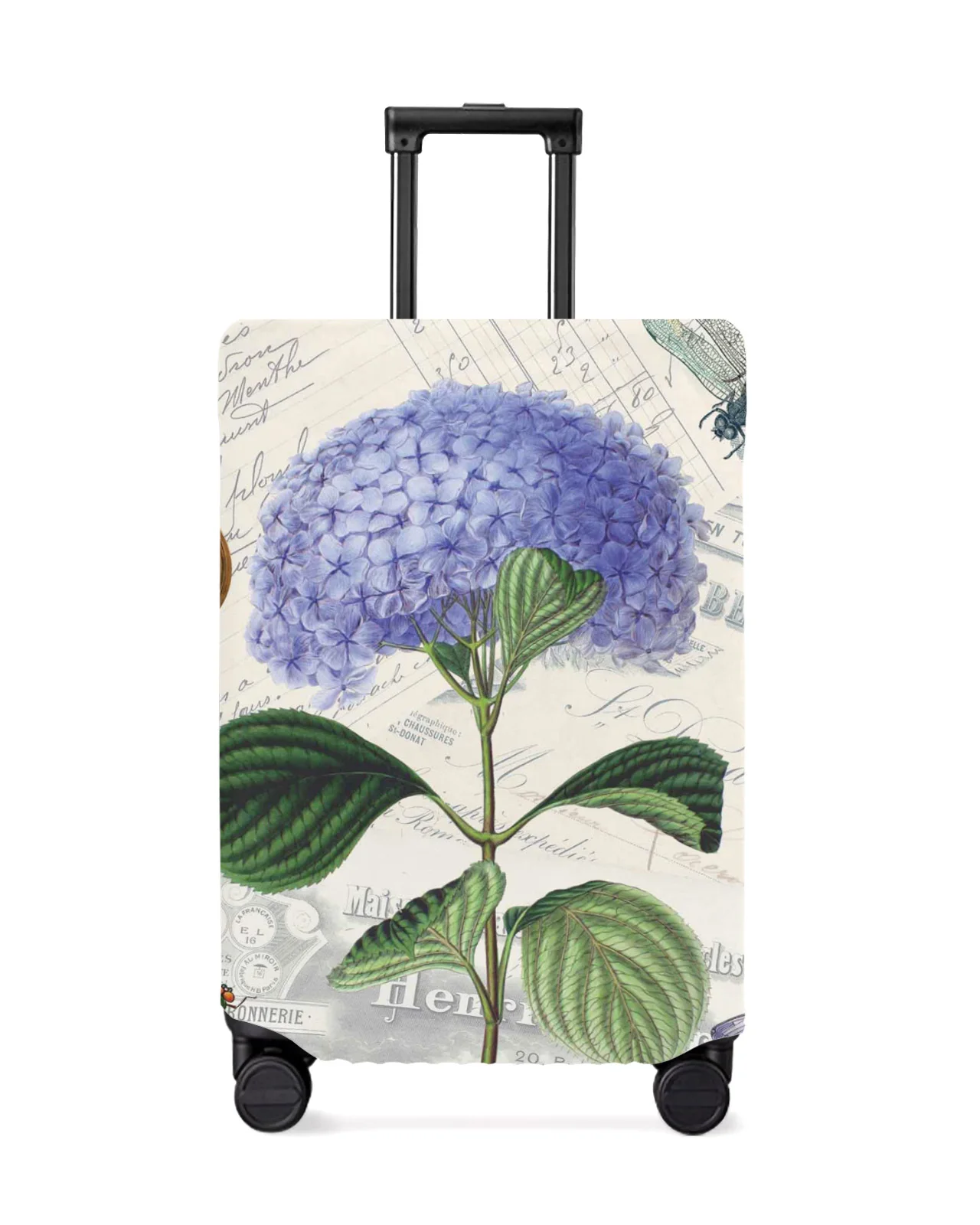 

Purple Flower Dragonfly Vintage Clock Retro Travel Luggage Cover Elastic Baggage Cover Suitcase Dust Case Travel Accessories