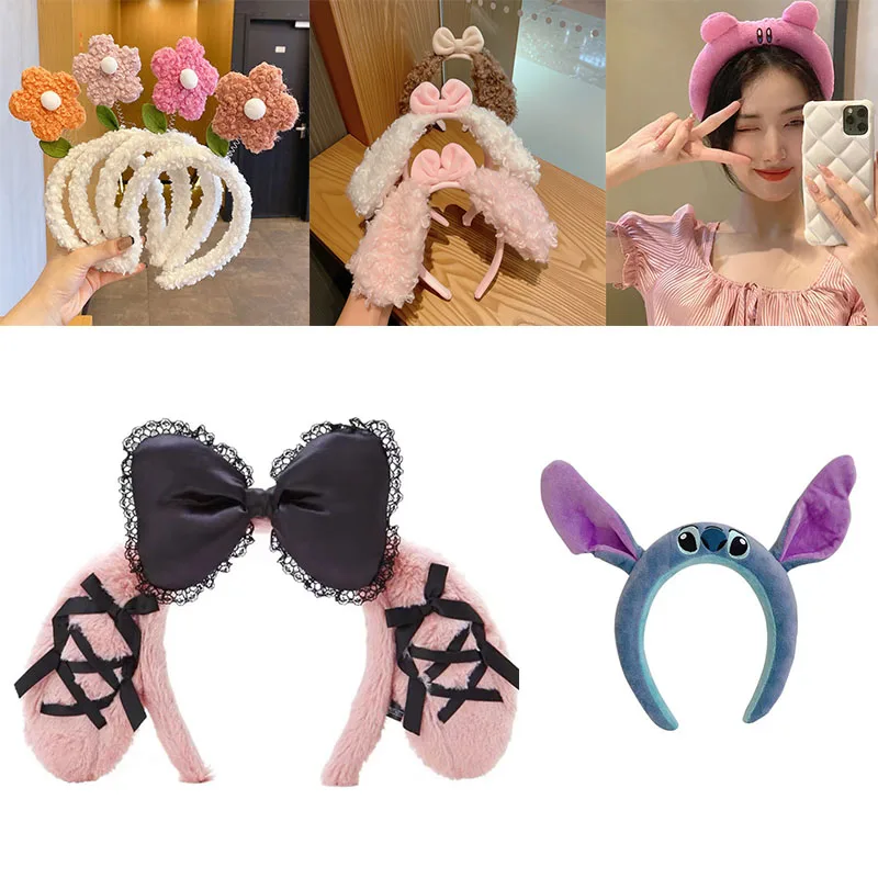 

Kawaii Sanrio Mymelody Kuromi Cute Headband Cartoon Headband Net Red Girl Heart Hair Accessories Plush Headband New Headwear