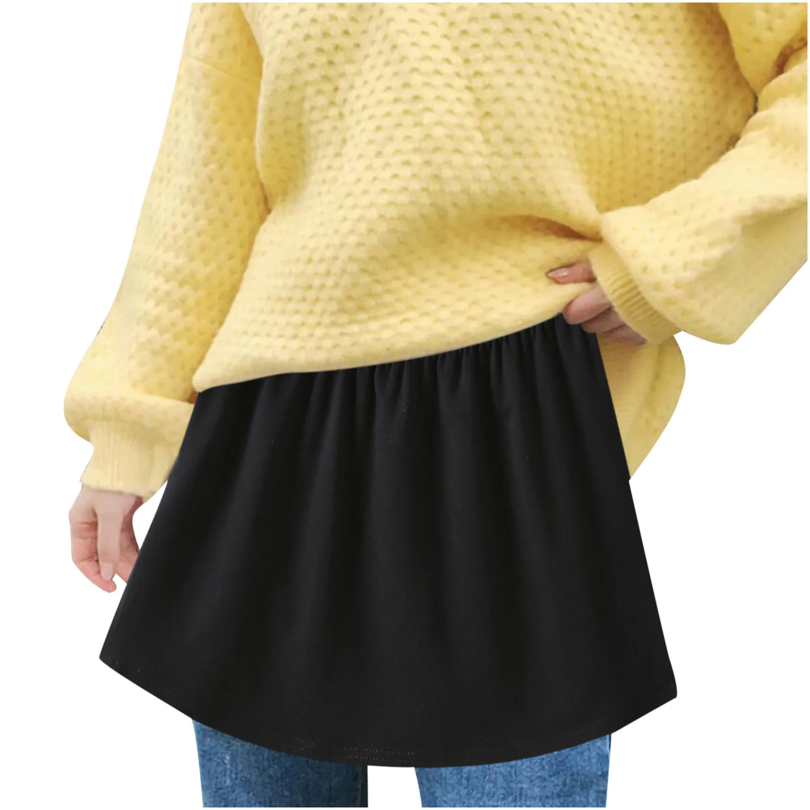 

2 Piece Unisex Shirts Adjustable Layering Fake Tops Loose Lower Sweep Half-length Elastic Waist Band False skirts womens 2021