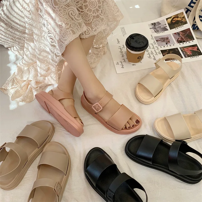 

Fashion sandals new casual shoes simple wild round toe buckle beach shoes women shoes for women women sandals