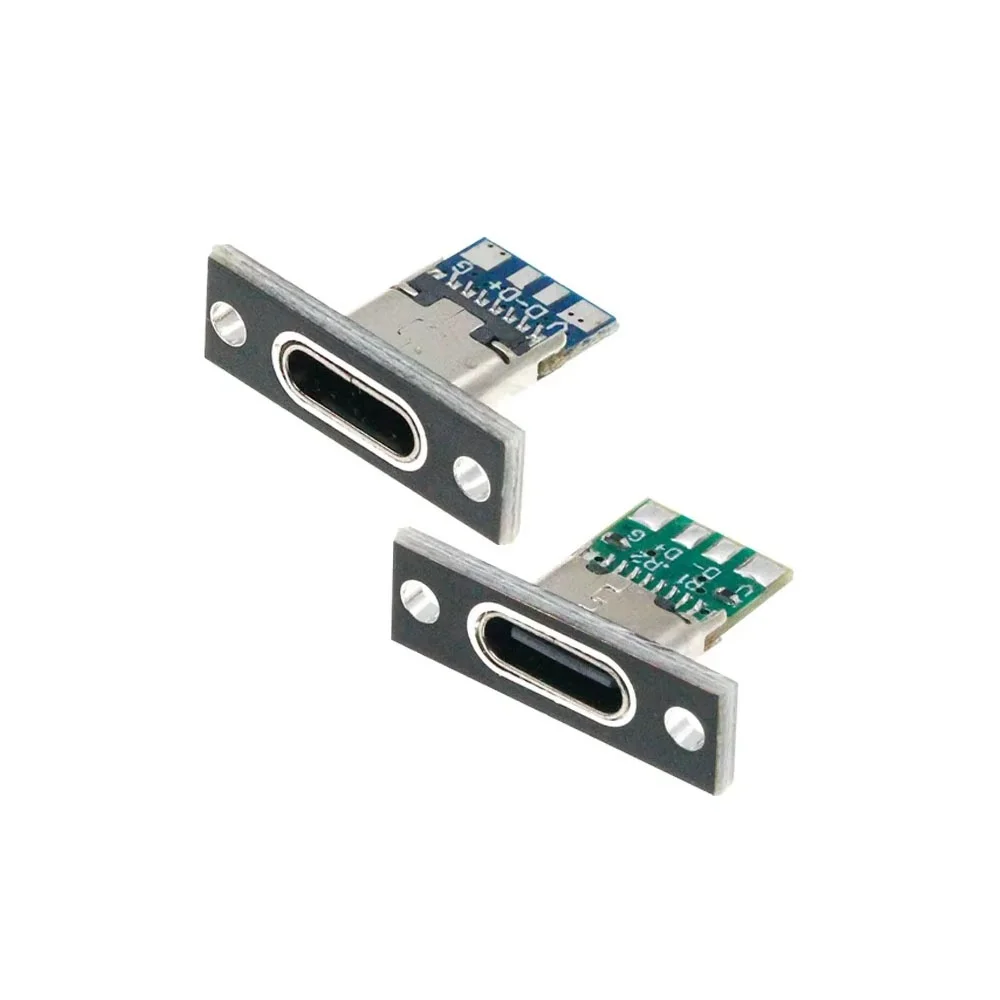Фото 10 шт. USB 3.1 Type-C разъемы с крепежной пластиной, USB Type-C гнезда 3.1 Type-C 2-контактные 4-контактные, гнездовые разъемы для зарядки №2