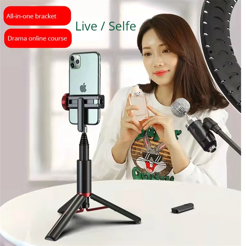 2022.Bluetooth Phone Selfie Stick Sturdy Hidden Tripod Handheld Selfie Stick Lightweight Mobile Live Broadcast Bracket Remote enlarge