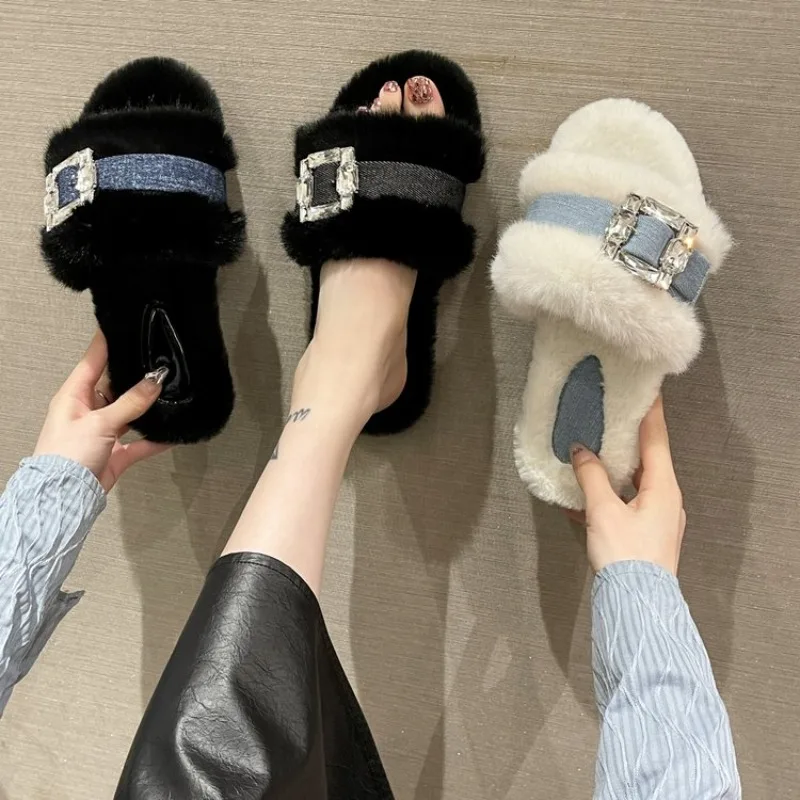 

Mao Mao Slippers for Women Outerwear 2023 Autumn/Winter New One Line Slippers for Women Large 35-42 Fashion Slippers