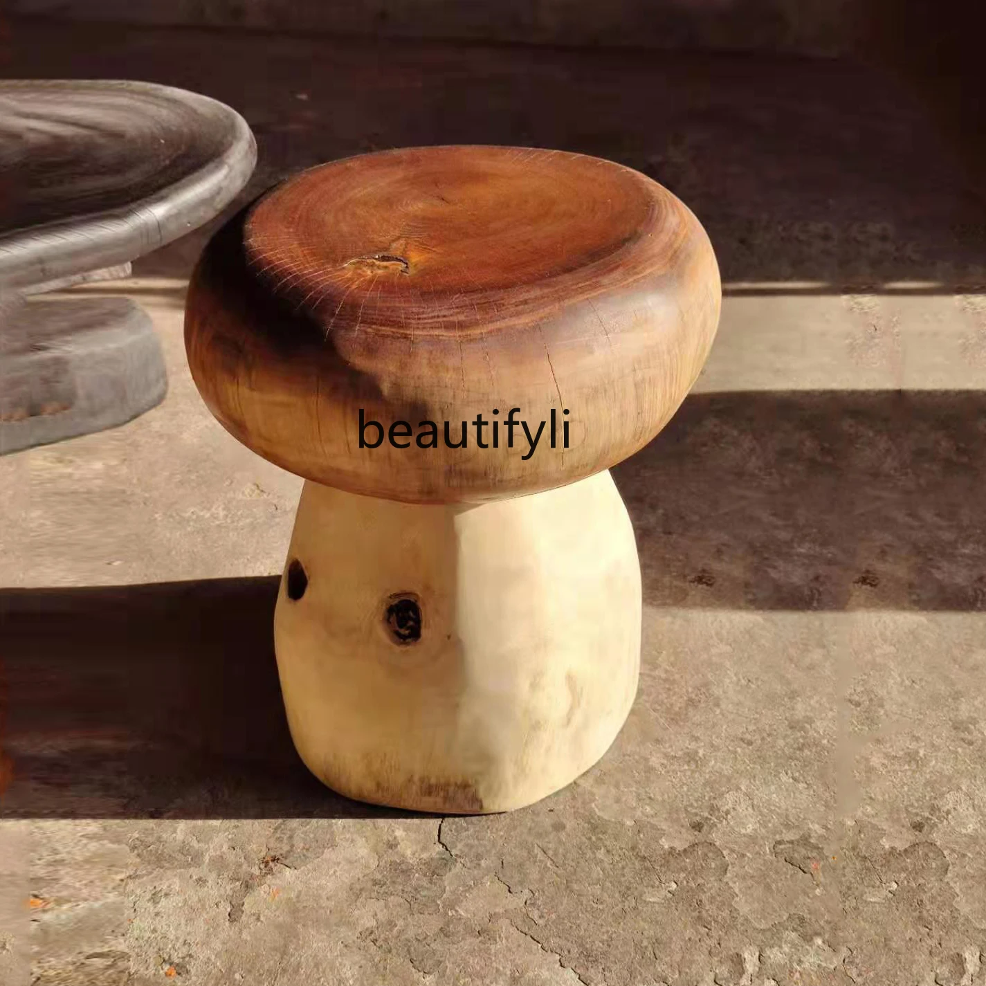 

GY Black Walnut round Stool Quiet Furniture Solid Wood a Block of Wood Or Stone Ins Style Japanese Style B & B Small Table