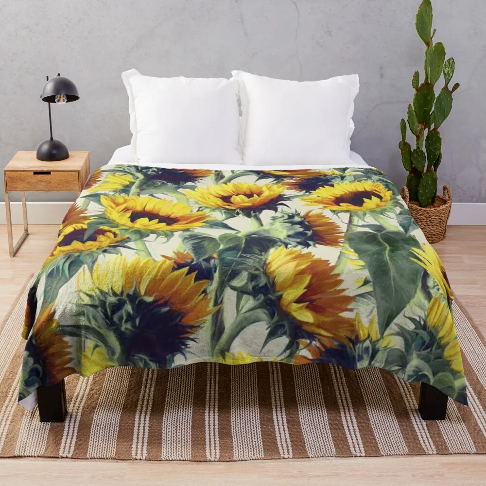 

Sunflowers Forever Throw Blanket Knitted blanket textile for winter home decorative bed blankets