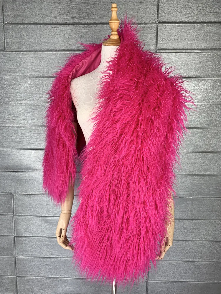 Новинка 2023 Женская длинная шаль из искусственного меха монгольской овцы
