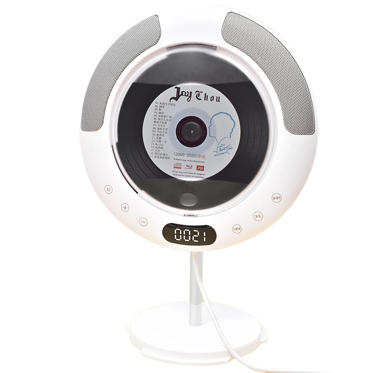 

Portable Bluetooth-Compatible CD Player LED Display Wall Mounted FM Radio Built-in HiFi Speaker EU Plug