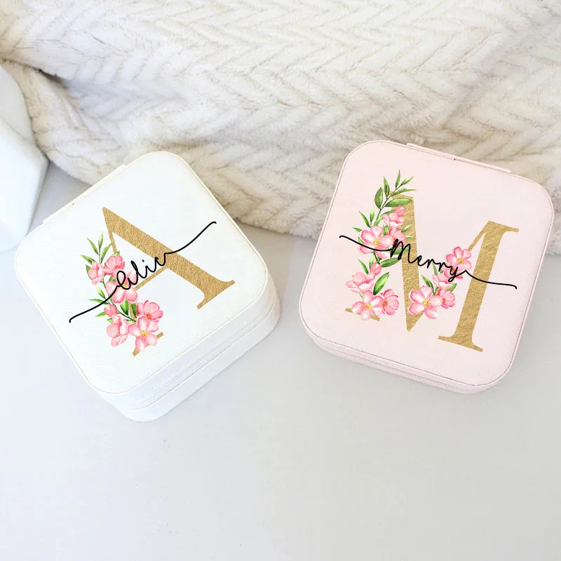 

Personalised Jewellery Box Travel Jewellery Boxes Custom Initial with Name Perfect Wedding Bridesmaid Gift Proposal Case for Her